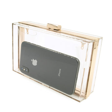 Premium Transparent Clear Acrylic Hard Box Clutch Bag Handbag, Women's, Size: One size, Gold