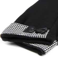 Load image into Gallery viewer, Elegant Women&#39;s Winter Thermal Gloves with Bow &amp; Houndstooth Trim
