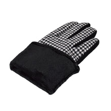 Load image into Gallery viewer, Elegant Black &amp; White Houndstooth Women&#39;s Winter Thermal Wool Gloves

