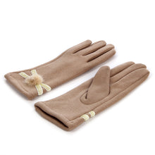 Load image into Gallery viewer, Elegant Women&#39;s Winter Thermal Gloves with Velvet Ribbon &amp; Pom
