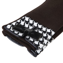 Load image into Gallery viewer, Premium Women&#39;s Winter Thermal Gloves with Velvet Bow &amp; Houndstooth Trim
