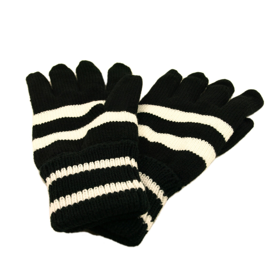 Soft Knit Men's Striped Winter Insulated Gloves - Different Colors Available