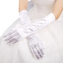 Load image into Gallery viewer, Premium Women&#39;s Long Solid Color Satin Wedding Party Bridal Gloves - Diff Colors

