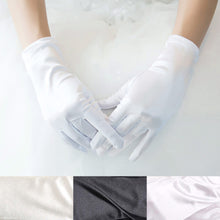 Load image into Gallery viewer, Premium Solid Color Wrist Length Short Satin Wedding Party Prom Bridal Gloves
