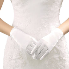 Load image into Gallery viewer, Premium Solid Color Wrist Length Short Satin Wedding Party Prom Bridal Gloves
