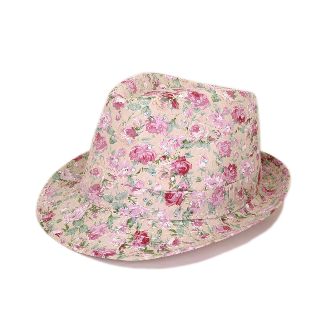 Cotton Floral Sequin Sparkle Fedora Hat