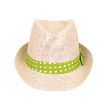 Load image into Gallery viewer, Women&#39;s Polka Dot Band Natural Fedora Straw Hat
