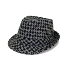 Load image into Gallery viewer, Unisex Classic Houndstooth Fedora Hat
