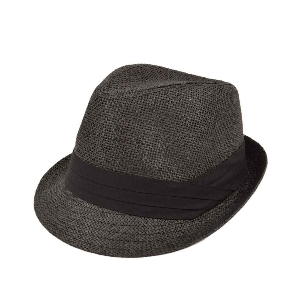 Unisex Classic Fedora Straw Hat with Black Cotton Band