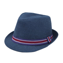Load image into Gallery viewer, Premium Jeans Fabric Striped Band Fedora Hat - Different Colors
