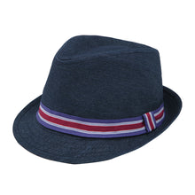 Load image into Gallery viewer, Premium Jeans Fabric Striped Band Fedora Hat - Different Colors
