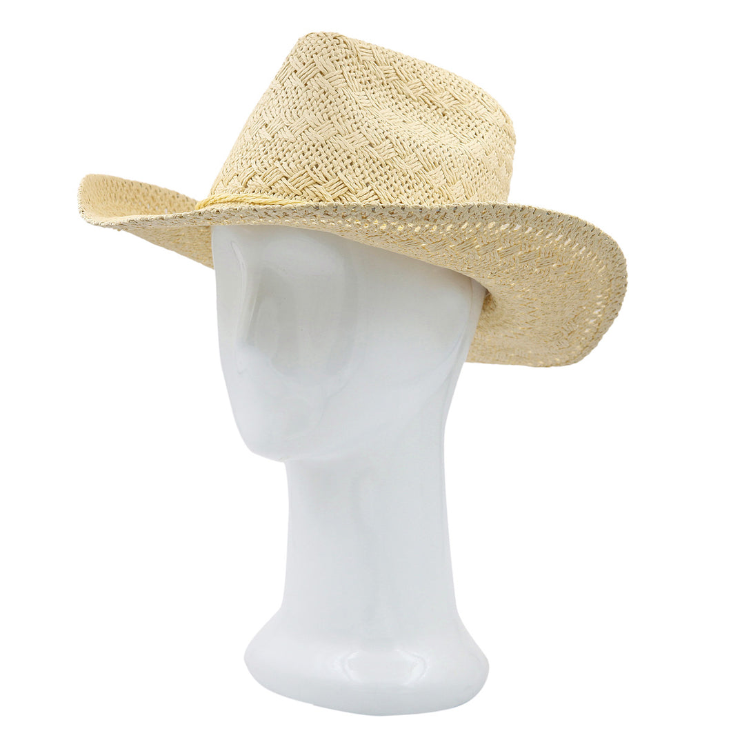 Premium Solid Color Lace Braided Straw Cowgirl Cowboy Hat - Different Colors