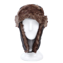 Load image into Gallery viewer, Warm Winter Houndstooth Faux Fur Trapper Ski Snowboard Hunter Hat
