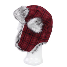 Load image into Gallery viewer, Warm Winter Plaid Faux Fur Trapper Ski Snowboard Hunter Hat
