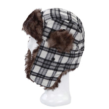 Load image into Gallery viewer, Warm Winter Plaid Faux Fur Trapper Ski Snowboard Hunter Hat
