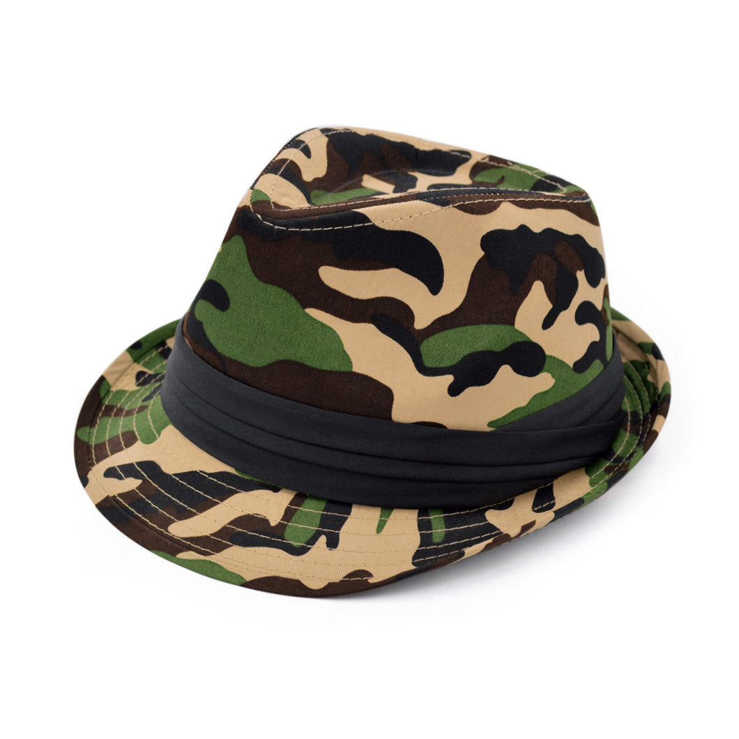 Premium Unisex Camouflage Black Band Fedora Hat