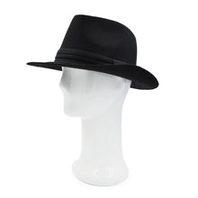 Load image into Gallery viewer, Unisex Classic Solid Color Wide Brim Felt Fedora Hat w- Black Band - Diff Colors

