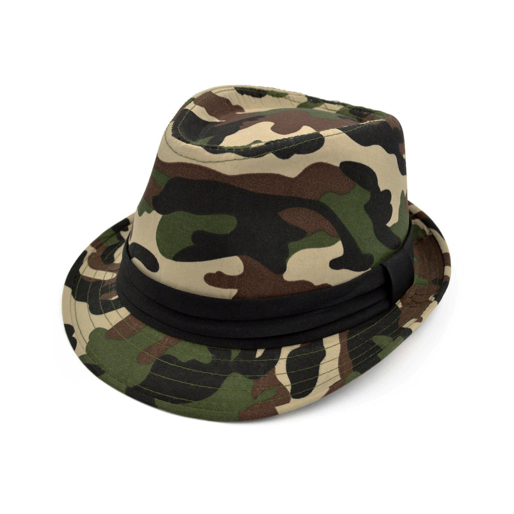 Premium Camouflage Black Band Fedora Hat