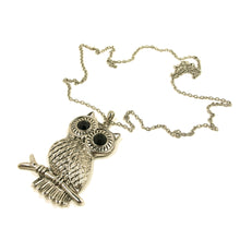 Load image into Gallery viewer, Silver Tone Big Eyed Owl Pendant Long Fashion Necklace
