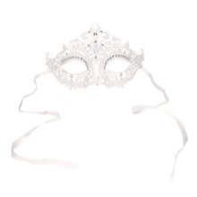 Load image into Gallery viewer, Premium White Lace Laser Cut Venetian Mardi Gras Masquerade Costume Half Mask
