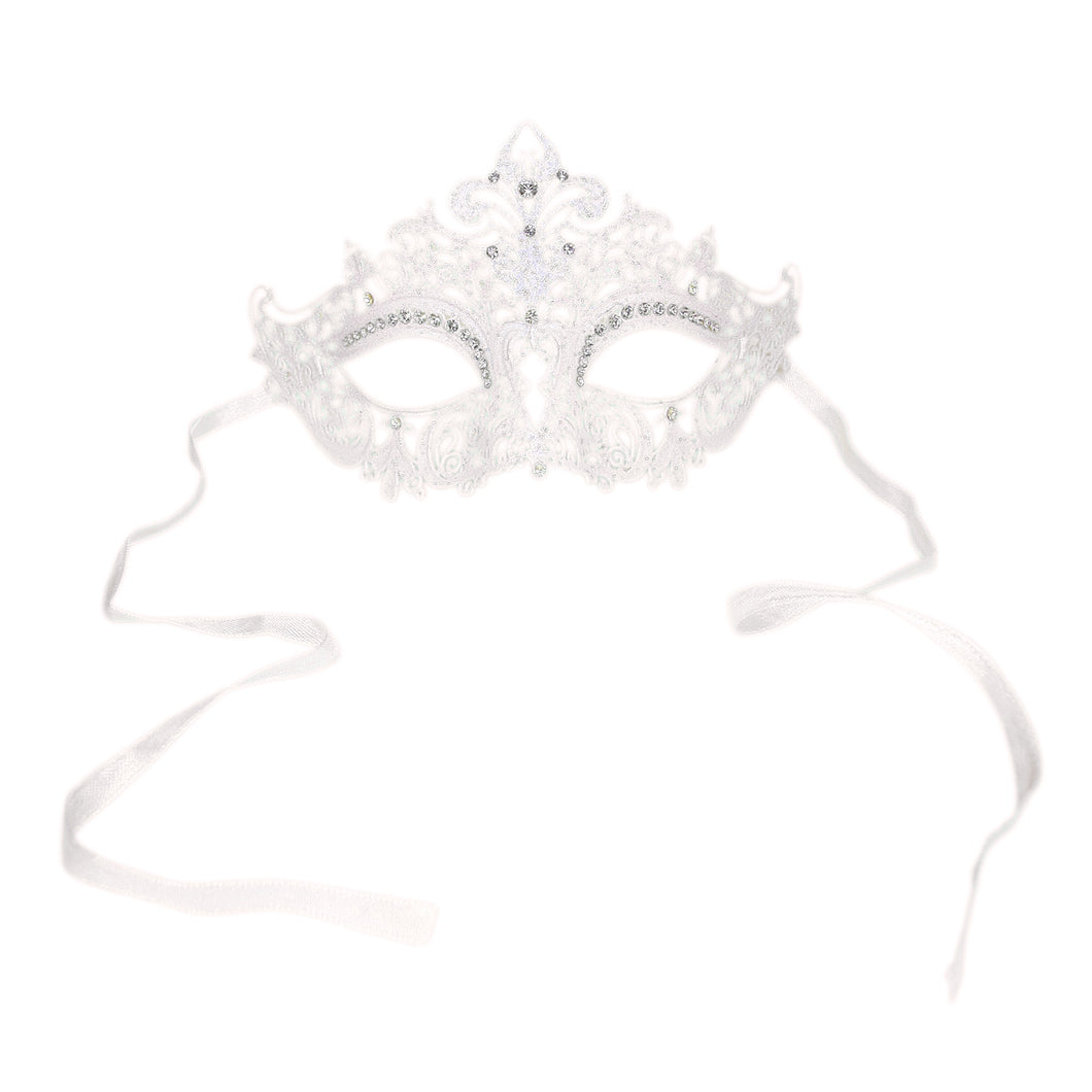 Premium White Lace Laser Cut Venetian Mardi Gras Masquerade Costume Half Mask