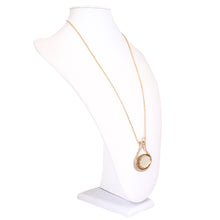 Load image into Gallery viewer, Elegant Brown Crystal Oval Medallion Charm Pendant Gold Tone Long Necklace
