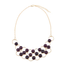 Load image into Gallery viewer, Elegant Gold Tone Resin Pearl Pendant Bib Statement Fashion Necklace
