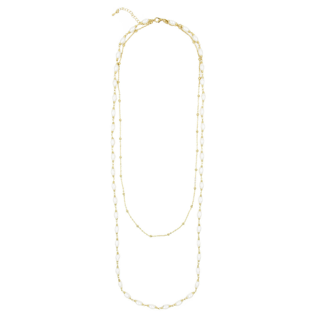 TrendsBlue Premium Long Layer Simulated Pearl Strand Fashion Necklace