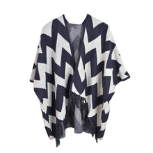 Load image into Gallery viewer, Premium Large Chevron Zig Zag Winter Fringed Poncho Cape Cardigan Wrap Top
