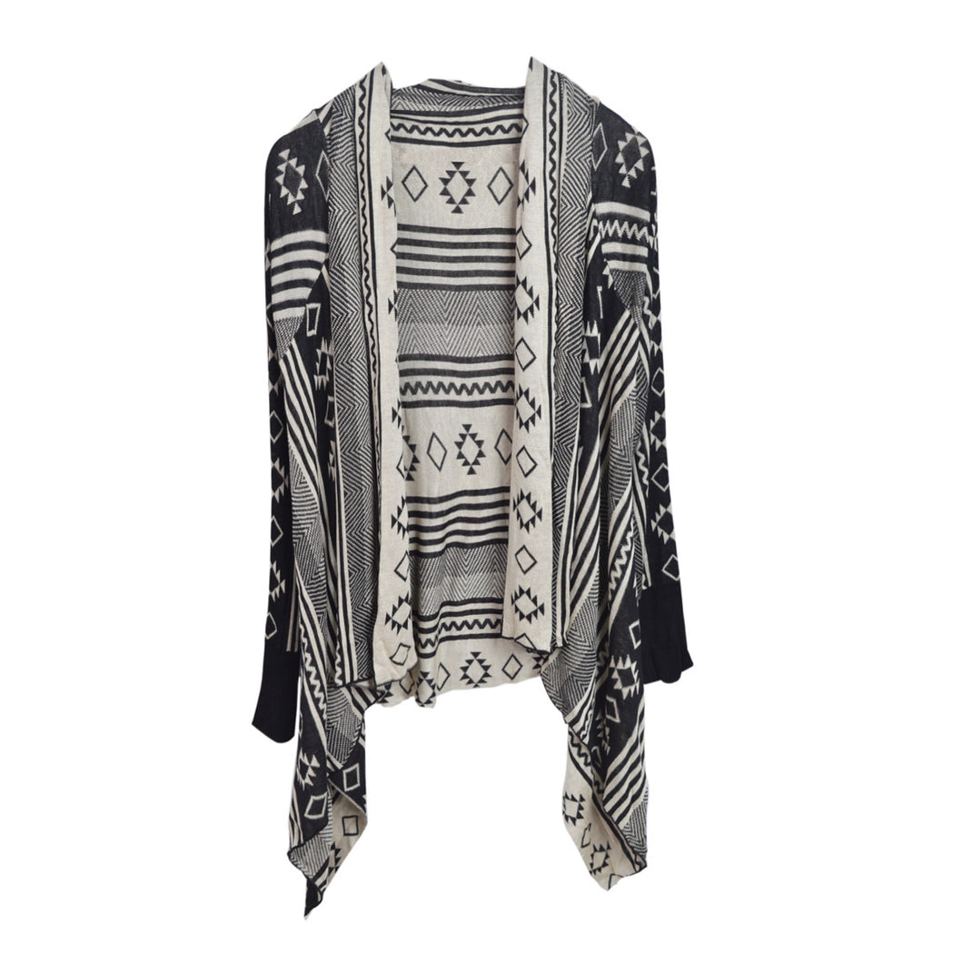 Premium Tribal Aztec Geometric Print Kimono Cardigan Blouse Poncho Sweater Top