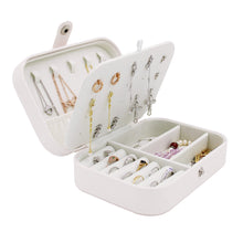 Load image into Gallery viewer, Travel Jewelry Box Organizer Case Glitter White Vegan Leather Portable Storage
