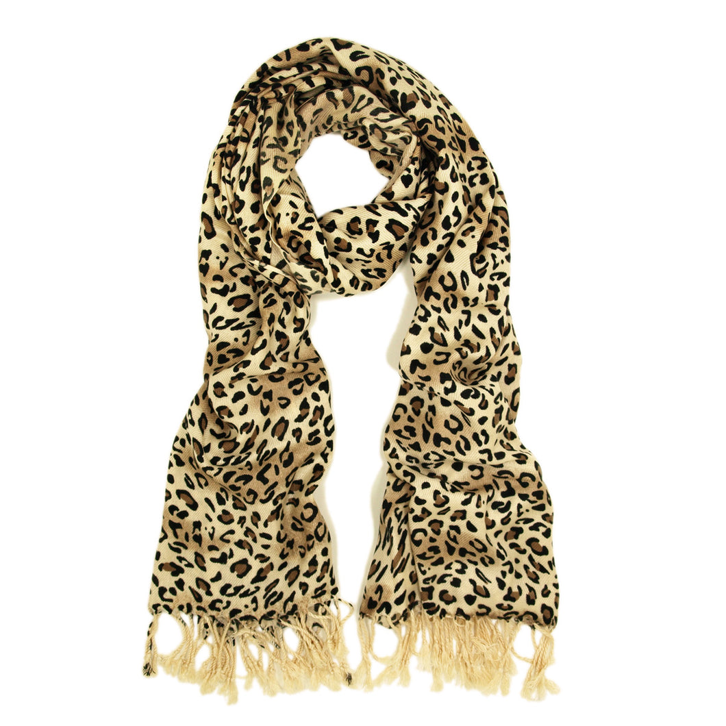 Premium Elegant Leopard Animal Print Fringe Scarf - Diff Colors Avail