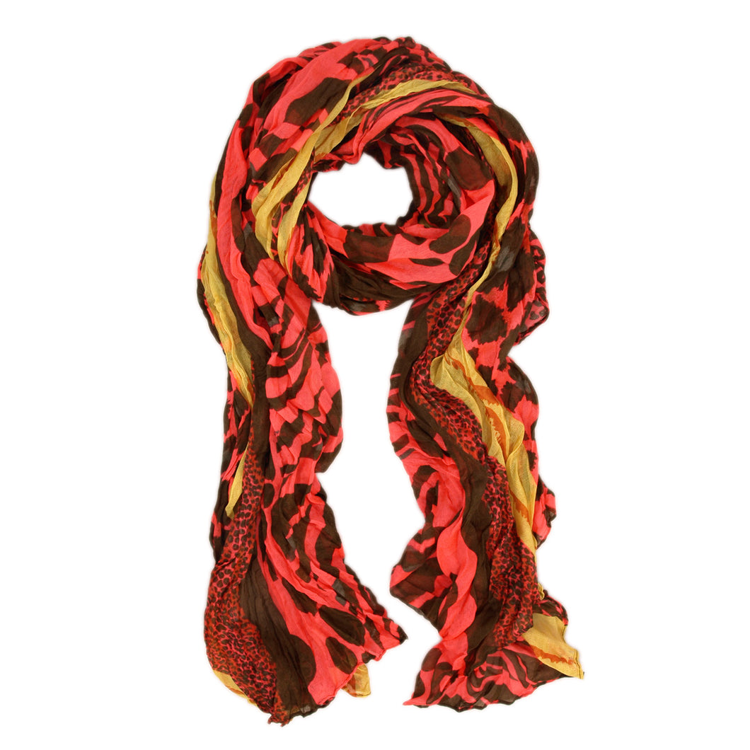 Multi Color Leopard & Zebra Mix Print Tribal Style Scarf - Different Colors Available