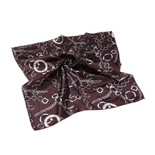 Load image into Gallery viewer, Elegant Silk Feel Plaid with Chains Design Satin Square Scarf
