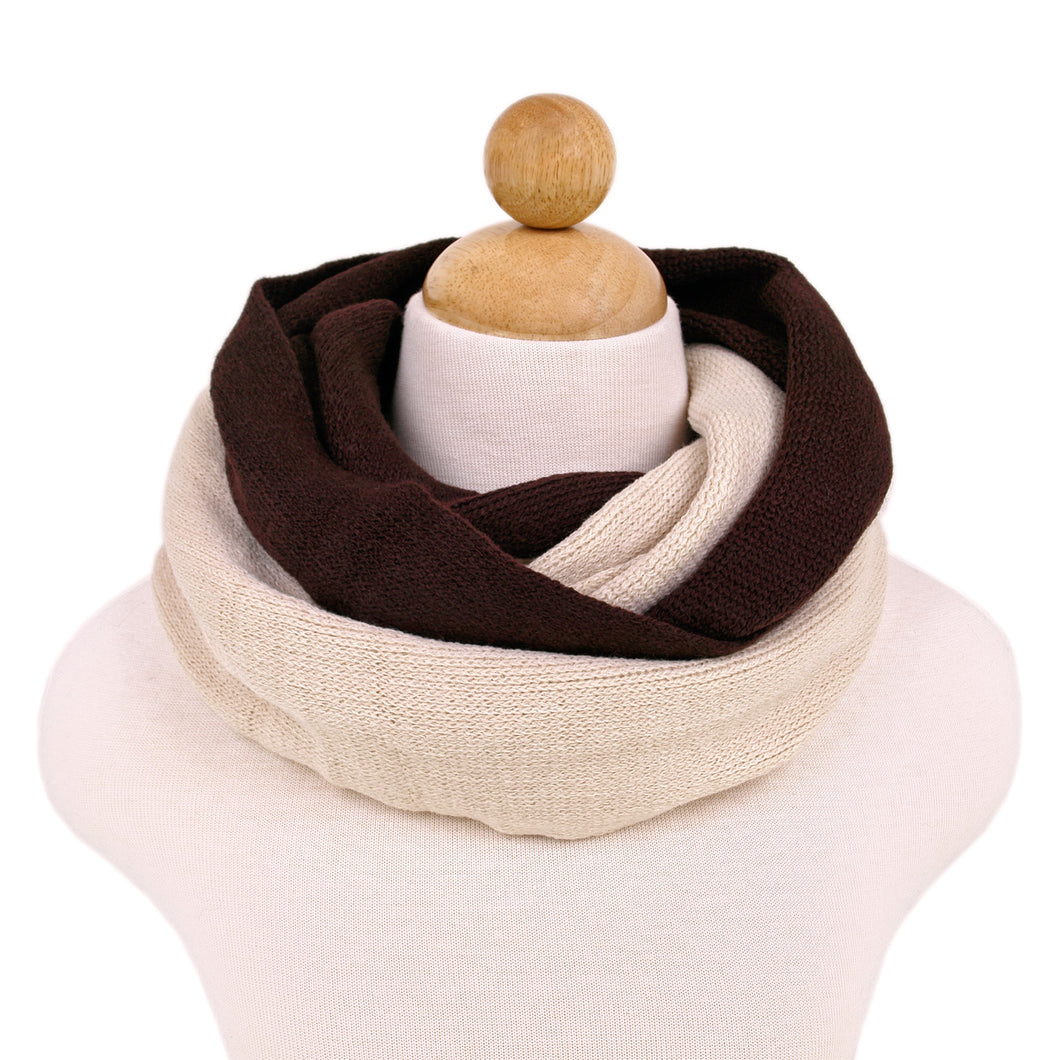 Two-Tone Winter Knit Warm Infinity Circle Scarf
