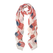 Load image into Gallery viewer, Large Vintage Off White USA US American Flag Print Scarf Shawl Wrap
