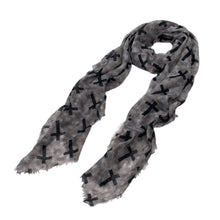 Load image into Gallery viewer, Vintage Frayed Edge Cross Design Scarf
