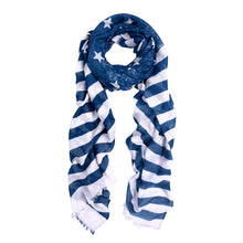 Load image into Gallery viewer, Navy Blue Stars &amp; Stripes Vintage USA American Flag Style Scarf
