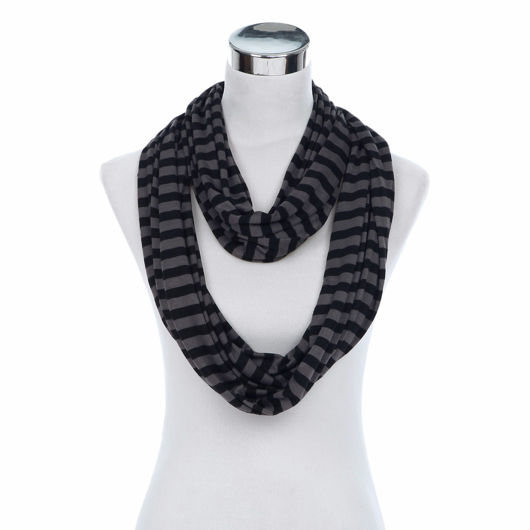 Soft Striped Infinity Loop Jersey Scarf
