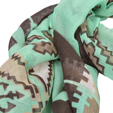 Load image into Gallery viewer, Premium Mint Aztec Tribal Print Design Scarf Wrap
