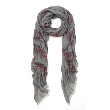 Load image into Gallery viewer, Elegant Viscose Cross Floral Frayed End Scarf Wrap

