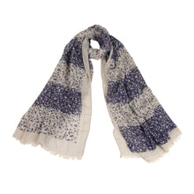Load image into Gallery viewer, Elegant Striped Vine Leaves Floral Design Frayed End Scarf Wrap - Diff Colors
