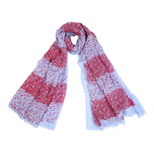 Load image into Gallery viewer, Elegant Striped Vine Leaves Floral Design Frayed End Scarf Wrap - Diff Colors
