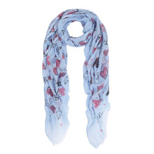 Load image into Gallery viewer, Love Heart &amp; Happiness Print Frayed End Scarf Wrap - Diff Colors Avail
