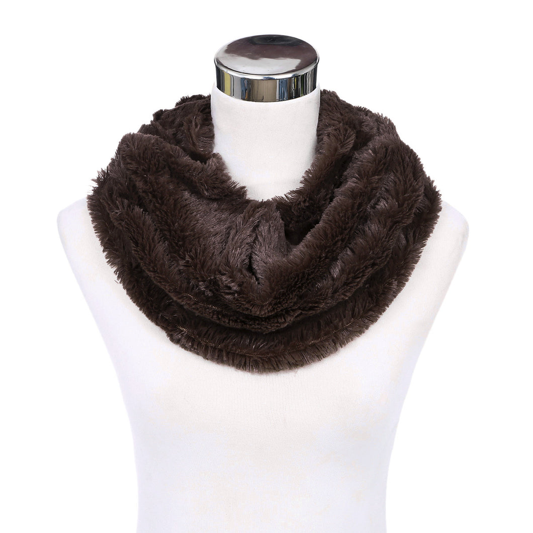 Premium Soft Small Faux Fur Solid Color Warm Infinity Circle Scarf
