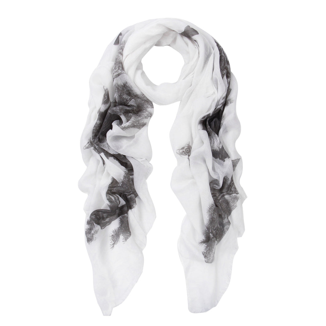 Premium Elegant Night Owl Frayed End Scarf Wrap - Diff Colors Available
