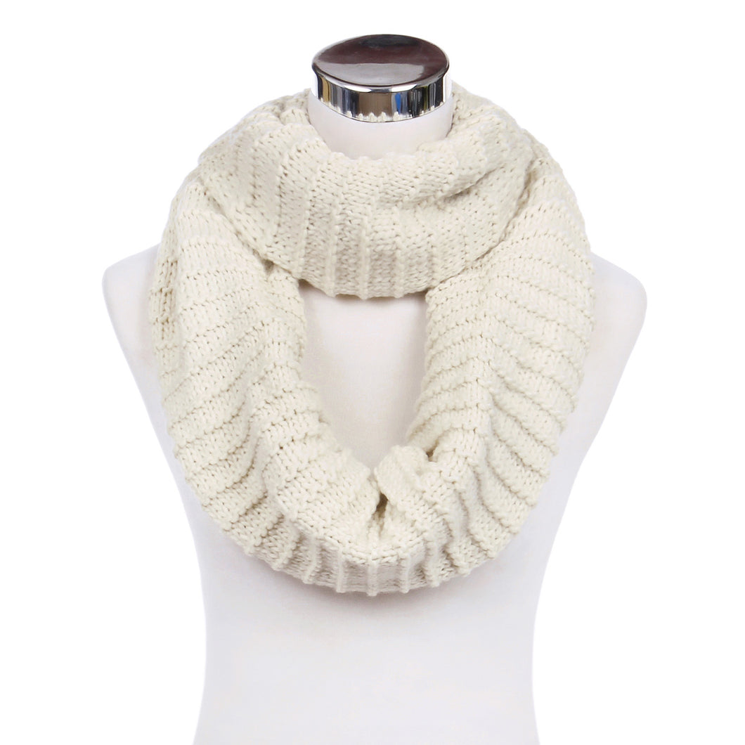 Premium Solid Chunky Ribbed Knit Warm Infinity Loop Circle Scarf