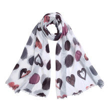 Load image into Gallery viewer, Elegant Hearts Print Frayed End Scarf Wrap - Diff Colors Available
