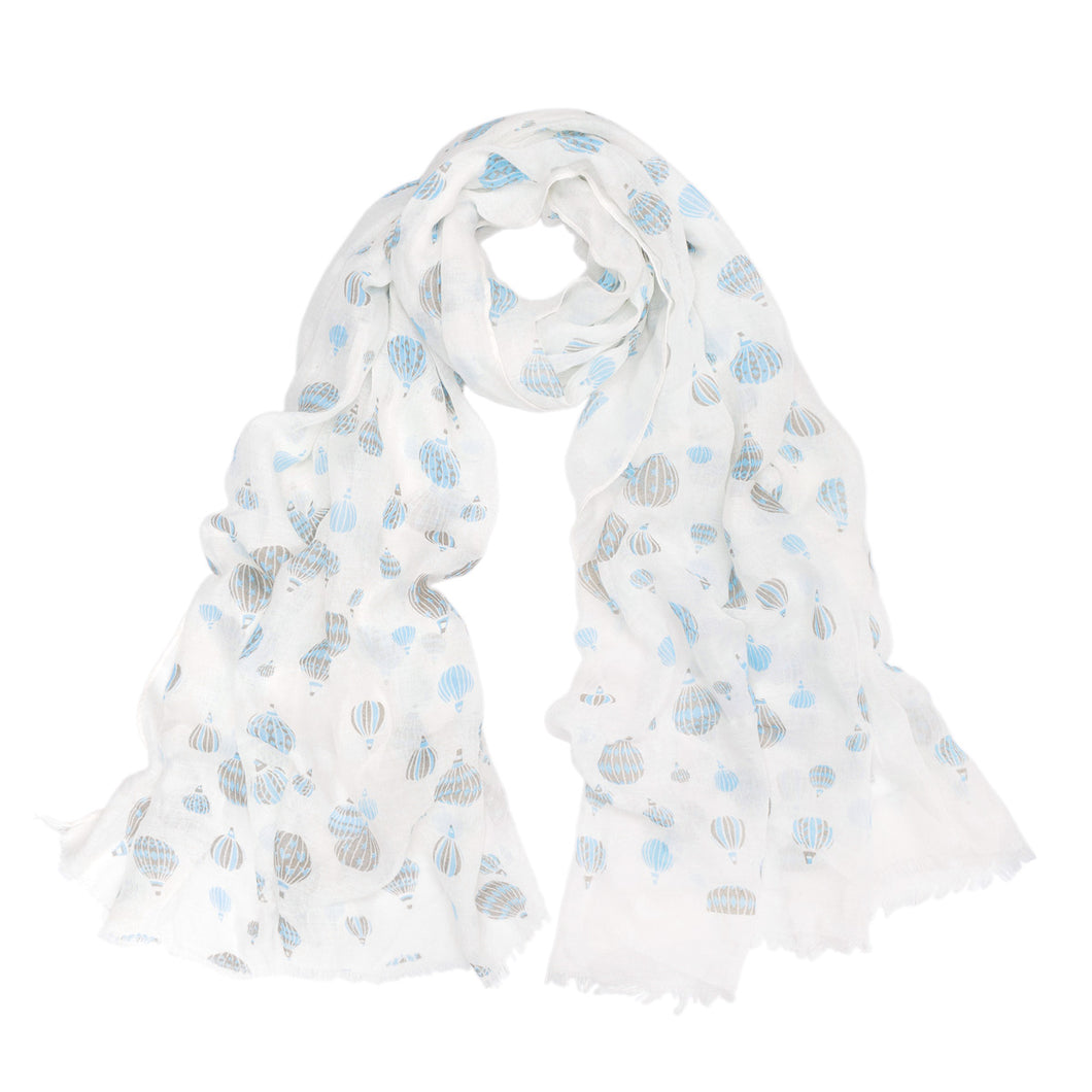 Elegant Hot Air Balloon Print Frayed End Fashion Scarf - Different Colors