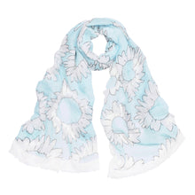 Load image into Gallery viewer, Elegant Sunflower Print Floral Frayed End Scarf - Different Colors
